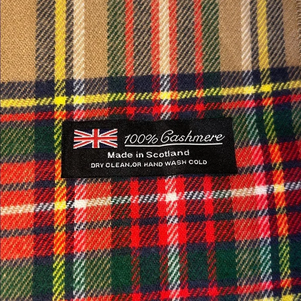 Cashmere Classic Tartan Plaid Scarf 100% made in Scotland super soft EUC